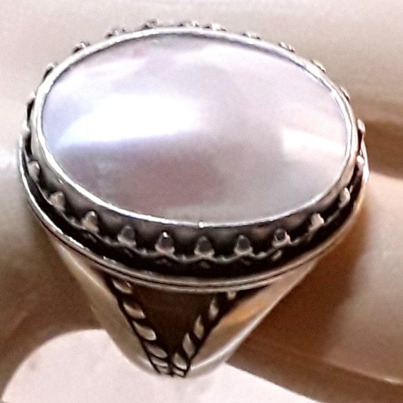 Sterling CAROLYN POLLACK Southwestern MOP Ring 7.5 - Picture 5 of 6